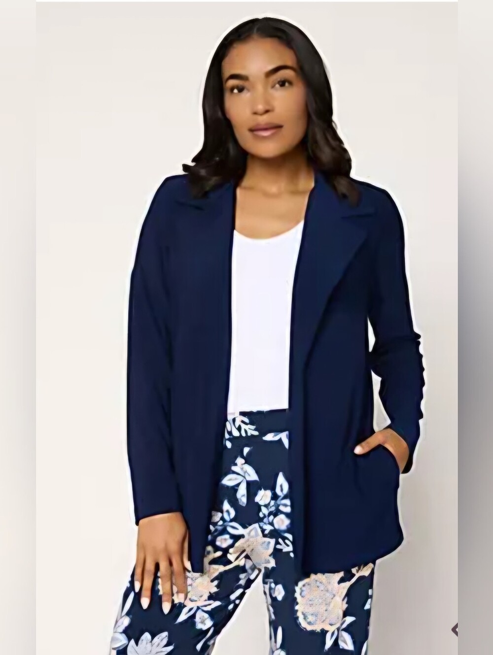 New Liquid Knit Open-Front Women's Cardigan Navy Large
